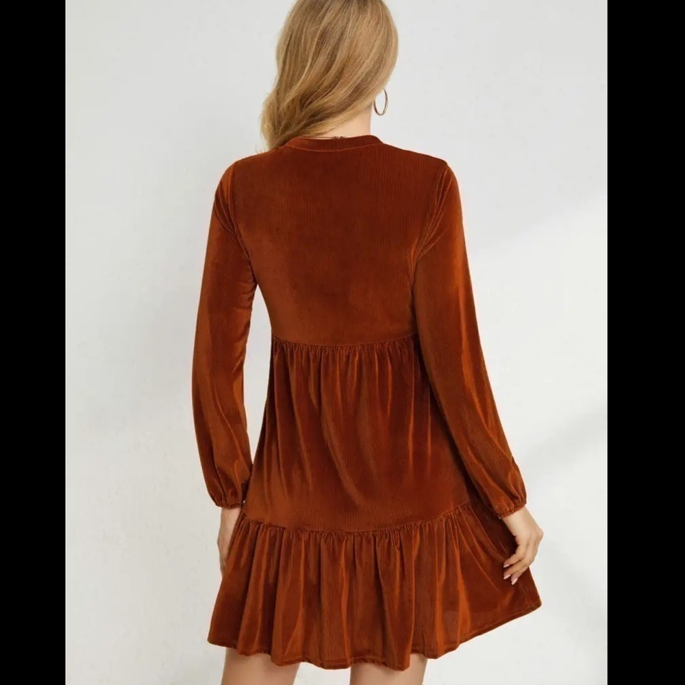 Fit and Flare Crew Neck Long Sleeve Dress - Picture 2 of 3